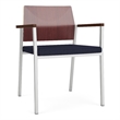 Avon Reception Guest Chair UPH Seat HPL Back / Silver / Mahogany / Navy Blue