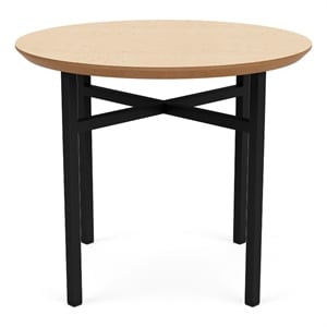Avon Reception Waiting Round End Table 24&quot HPL Top / Black Steel / Natural