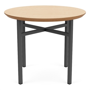 Avon Reception Waiting Round End Table 24&quot HPL Top / Charcoal Steel / Natural