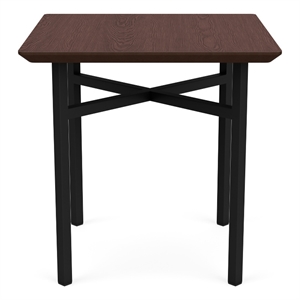 Avon Reception Waiting Square End Table 20x20&quot HPL Top / Black Steel / Walnut