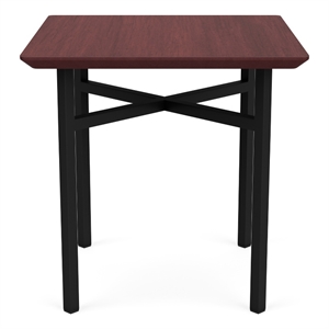 Avon Reception Waiting Square End Table 20x20&quot HPL Top / Black Steel / Mahogany