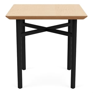 Avon Reception Waiting Square End Table 20x20&quot HPL Top / Black Steel / Natural