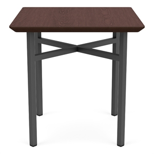 Avon Reception Waiting Square End Table 20x20&quot HPL Top / Charcoal Steel / Walnut