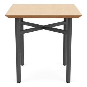 Avon Reception Square End Table 20x20&quot HPL Top / Charcoal Steel / Natural