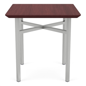Avon Reception Waiting Square End Table 20x20&quot HPL Top / Silver Steel / Mahogany