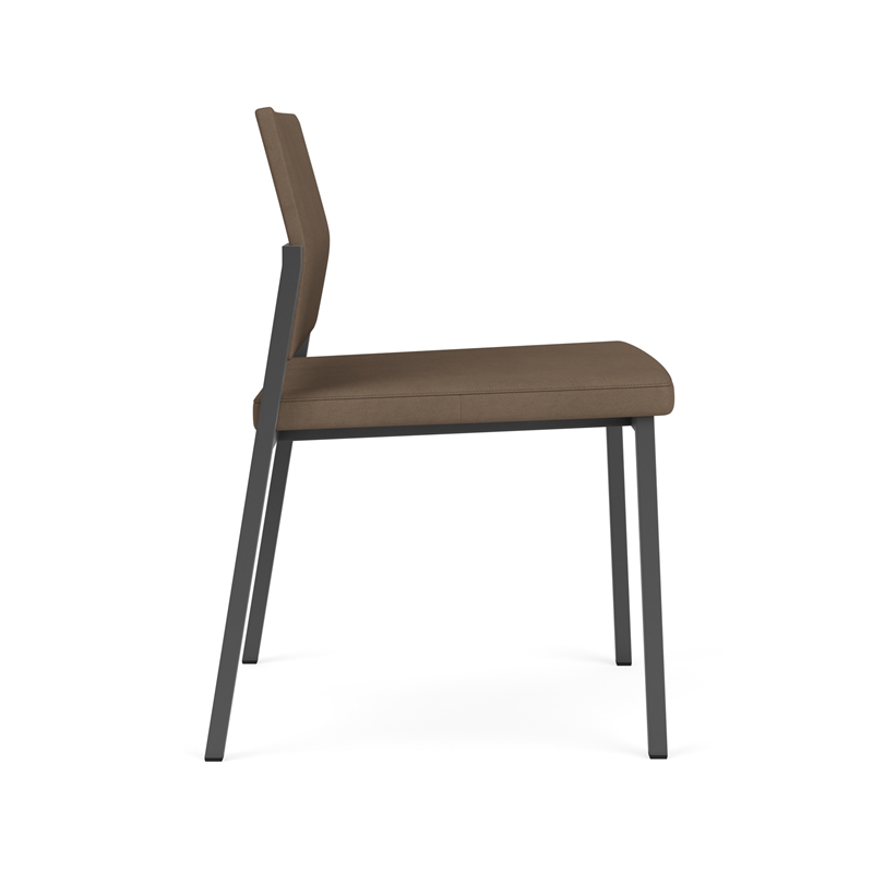 Avon Reception Waiting Armless Chair UPH Seat Back / Charcoal Steel / Brown