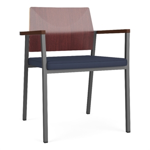 Avon Reception Guest Chair UPH Seat HPL Back / Charcoal Steel / Mahogany / Blue