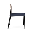 Avon Reception Armless Chair UPH Seat HPL Back / Black Steel / Walnut / Blue
