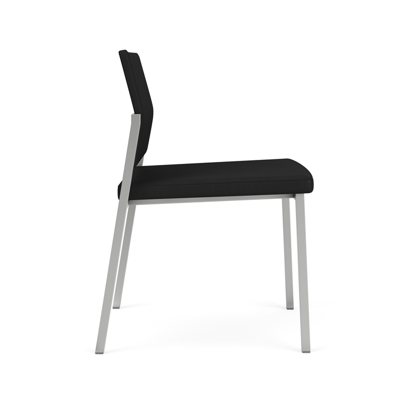 Avon Reception Waiting Armless Chair UPH Seat Back / Silver Steel / Black