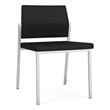 Avon Reception Waiting Armless Chair UPH Seat Back / Silver Steel / Black