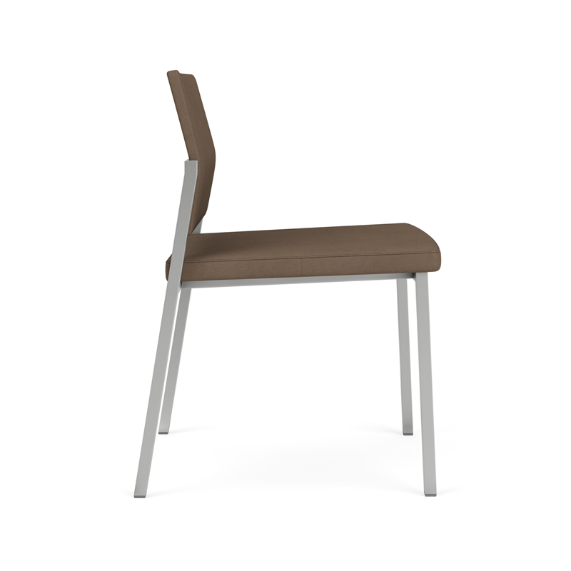 Avon Reception Waiting Armless Chair UPH Seat Back / Silver Steel / Brown