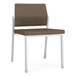 Avon Reception Waiting Armless Chair UPH Seat Back / Silver Steel / Brown