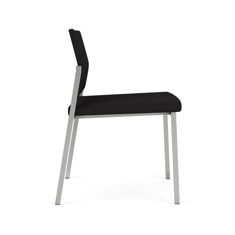 Avon Reception Waiting Armless Chair UPH Seat Back / Silver Steel / Black