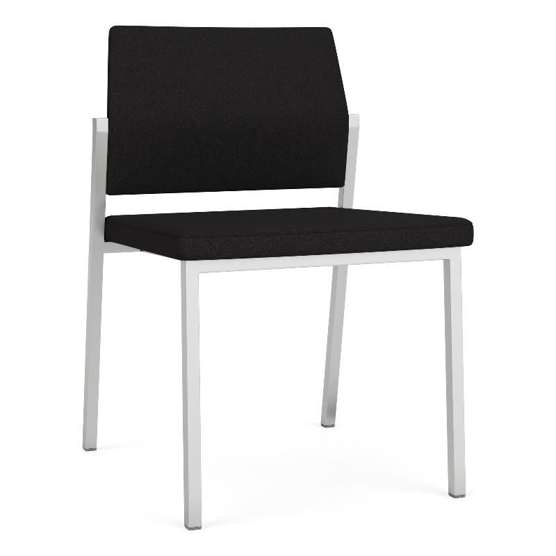 Avon Reception Waiting Armless Chair UPH Seat Back / Silver Steel / Black