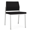 Avon Reception Waiting Armless Chair UPH Seat Back / Silver Steel / Black