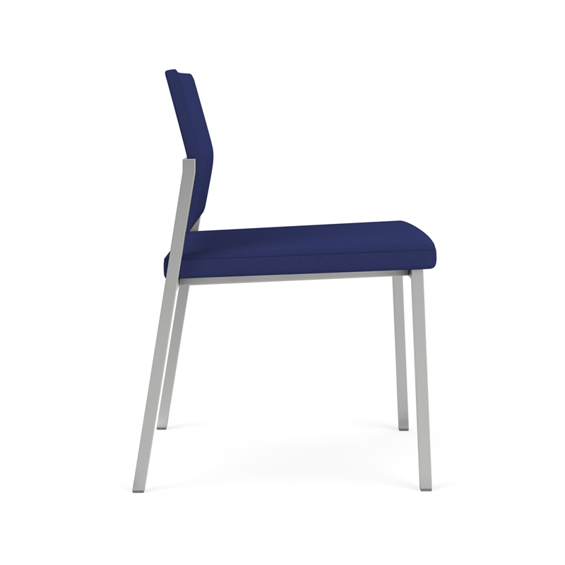 Avon Reception Waiting Armless Chair UPH Seat Back / Silver Steel / Blue