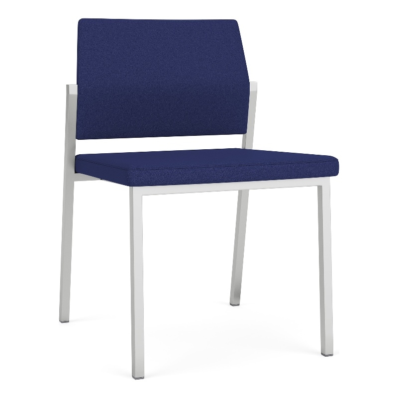 Avon Reception Waiting Armless Chair UPH Seat Back / Silver Steel / Blue