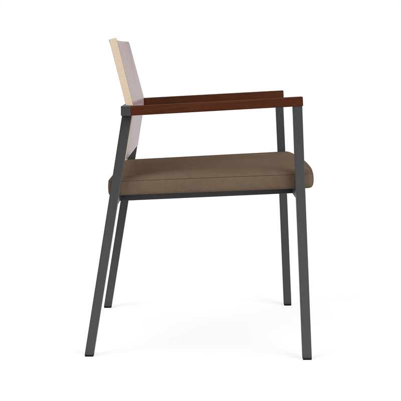 Avon Reception Guest Chair UPH Seat HPL Back / Charcoal Steel / Mahogany / Brown
