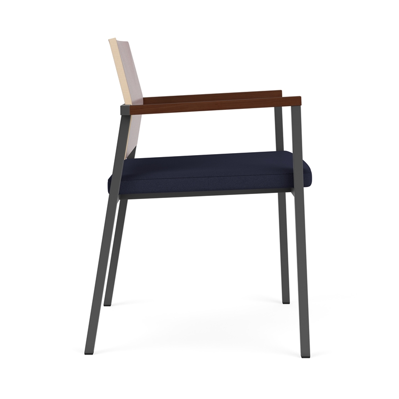 Avon Reception Guest Chair UPH Seat HPL Back / Charcoal / Mahogany / Navy Blue