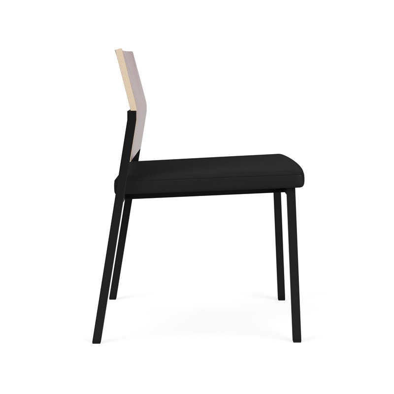 Avon Reception Armless Chair UPH Seat HPL Back / Black Steel / Mahogany / Black