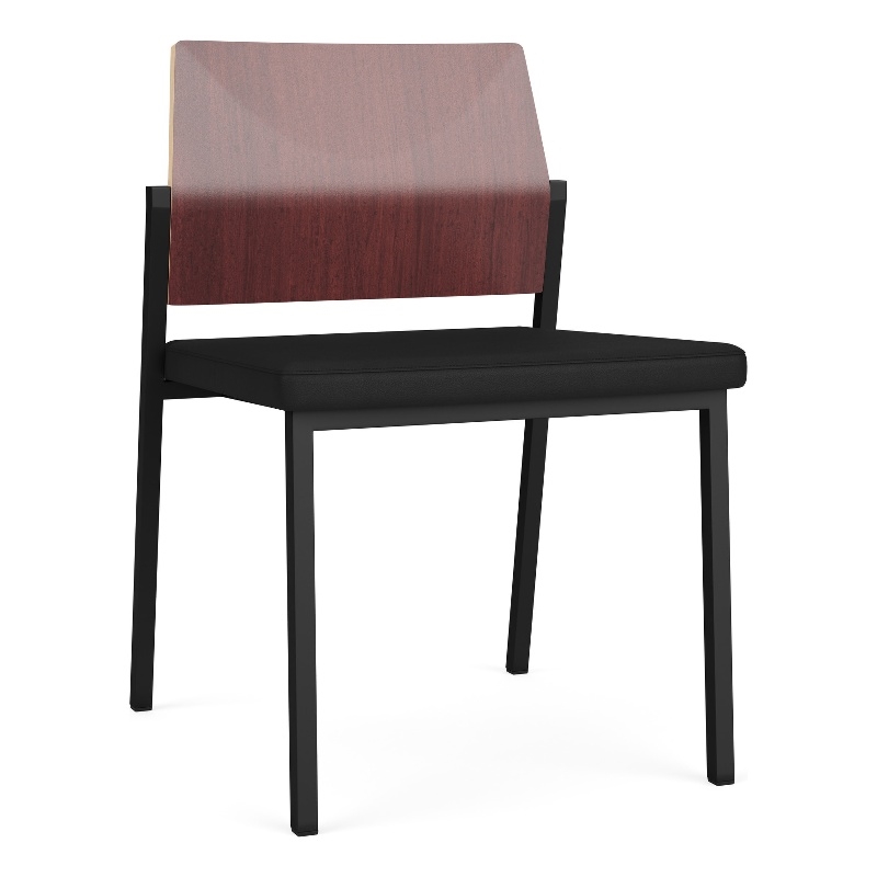 Avon Reception Armless Chair UPH Seat HPL Back / Black Steel / Mahogany / Black