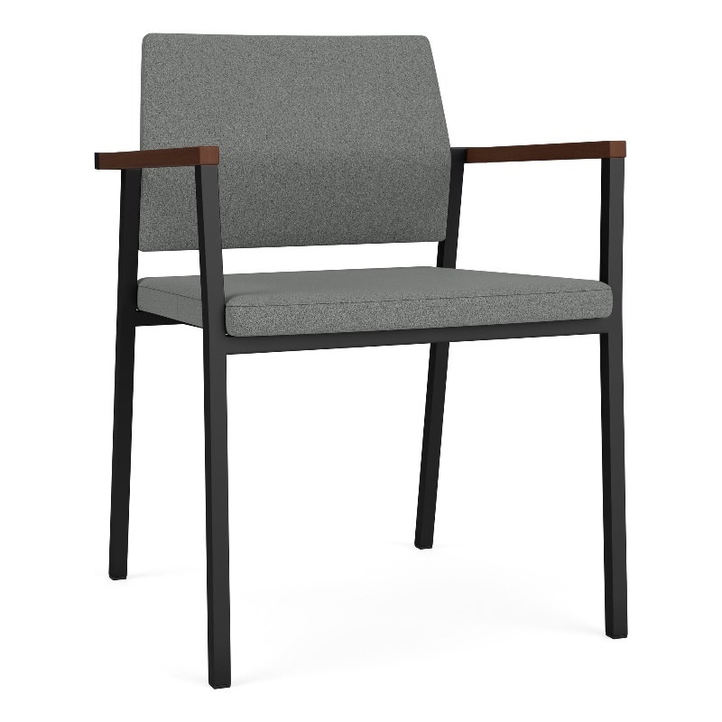 Avon Reception Waiting Guest Chair UPH Seat Back / Black Steel / Light Gray