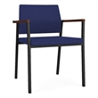 Avon Reception Waiting Room Guest Chair UPH Seat Back / Black Steel / Blue