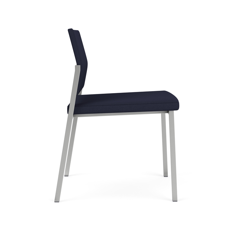Avon Reception Waiting Armless Chair UPH Seat Back / Silver Steel / Navy Blue
