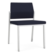 Avon Reception Waiting Armless Chair UPH Seat Back / Silver Steel / Navy Blue