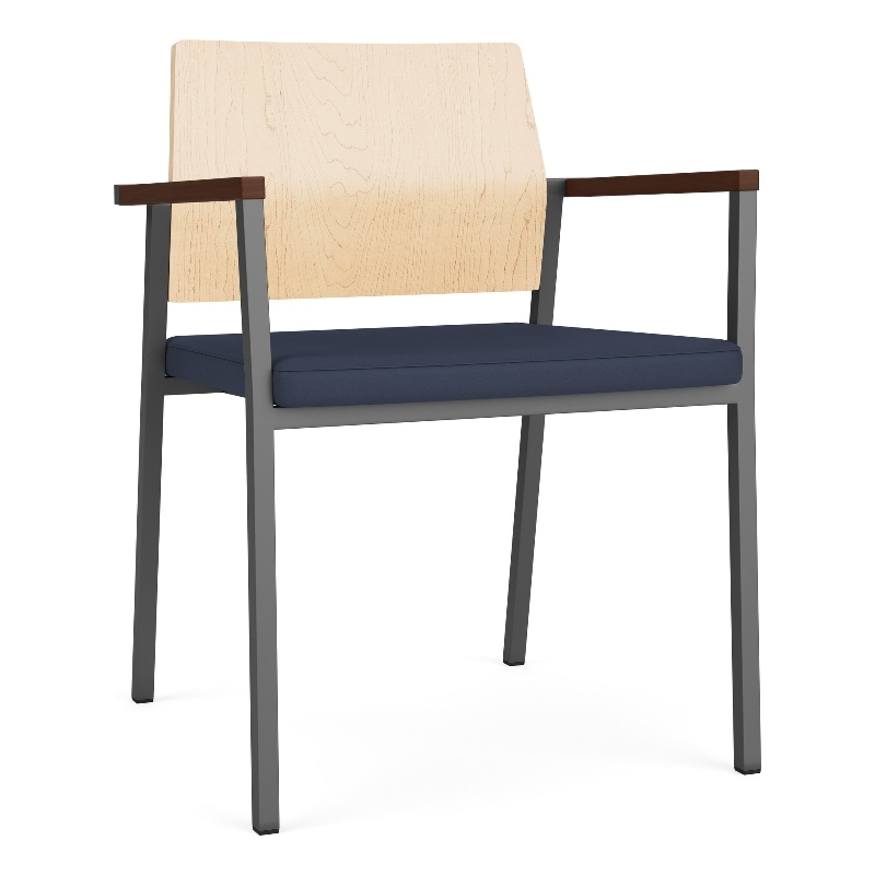 Avon Reception Guest Chair UPH Seat HPL Back / Charcoal Steel / Natural / Blue