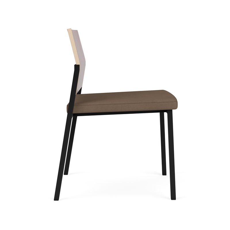 Avon Reception Armless Chair UPH Seat HPL Back / Black Steel / Mahogany / Brown