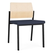 Avon Reception Armless Chair UPH Seat HPL Back / Black Steel / Natural / Blue