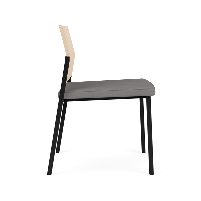 Avon Reception Armless Chair UPH Seat HPL Back / Black Steel / Natural / Gray