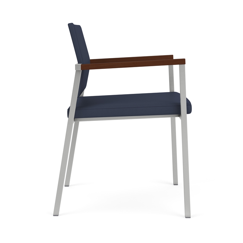 Avon Reception Waiting Guest Chair UPH Seat Back / Silver Steel / Blue