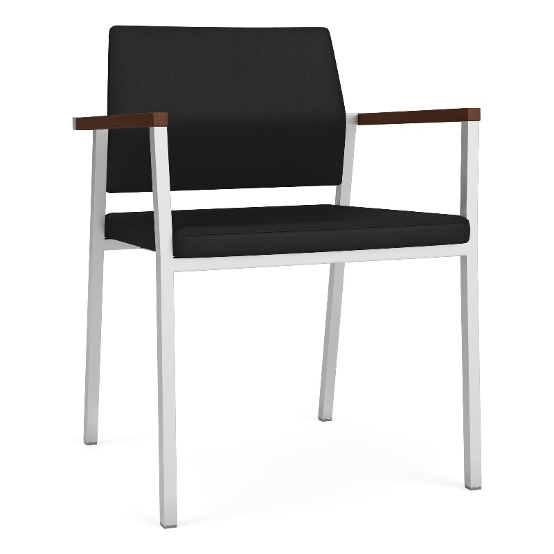 Avon Reception Waiting Guest Chair UPH Seat Back / Silver Steel / Black