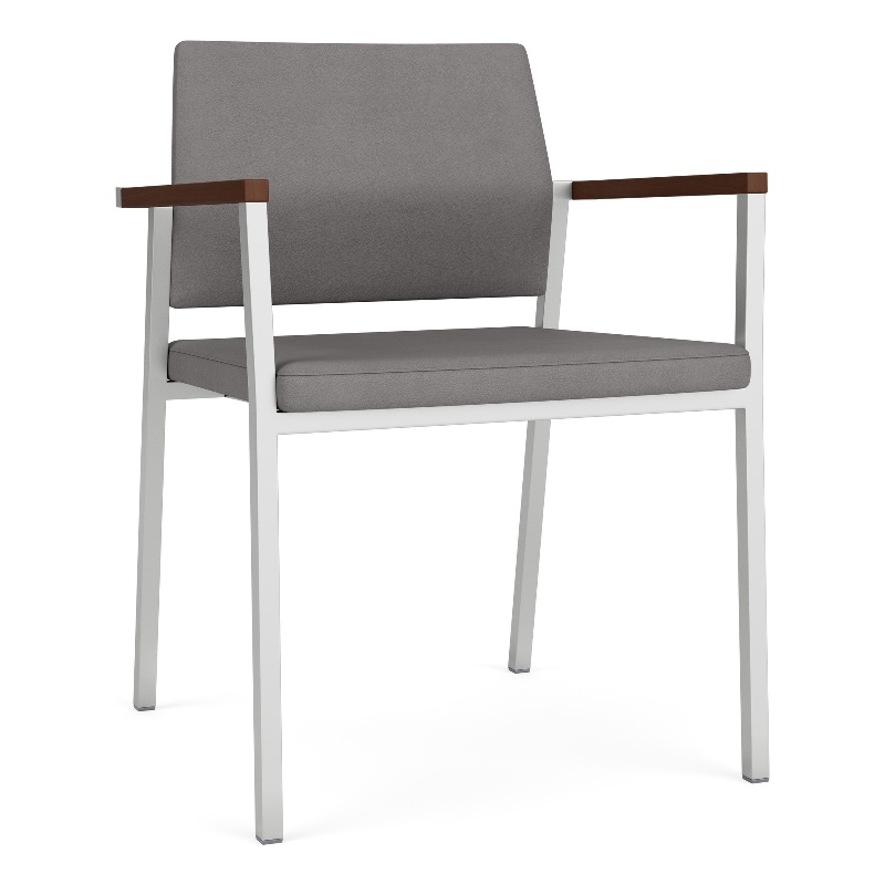 Avon Reception Waiting Guest Chair UPH Seat Back / Silver Steel / Light Gray
