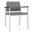 Avon Reception Waiting Guest Chair UPH Seat Back / Silver Steel / Light Gray