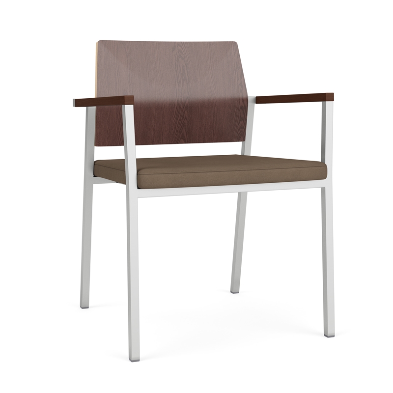 Avon Reception Guest Chair UPH Seat HPL Back / Silver Steel / Walnut / Brown