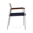 Avon Reception Guest Chair UPH Seat HPL Back / Silver Steel / Walnut / Navy Blue