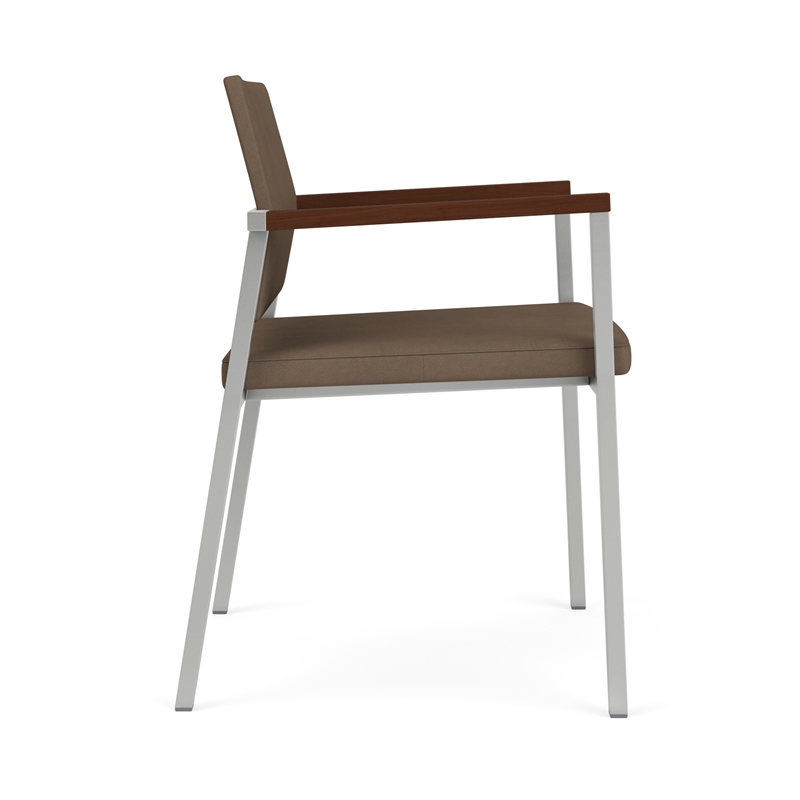 Avon Reception Waiting Guest Chair UPH Seat Back / Silver Steel / Brown