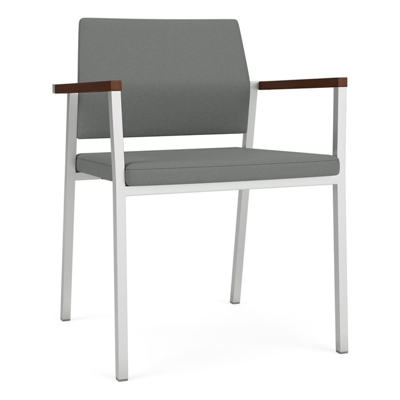 Avon Reception Waiting Guest Chair UPH Seat Back / Silver Steel / Light Gray