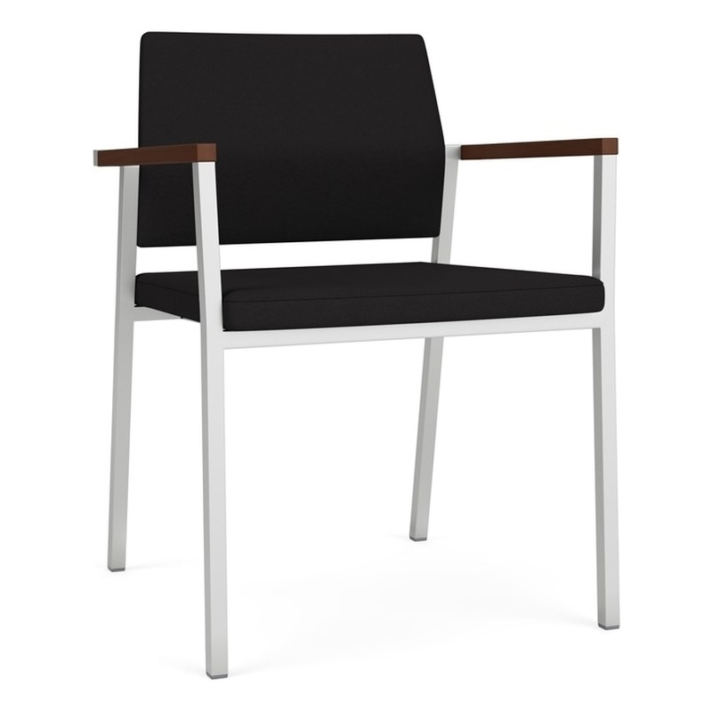 Avon Reception Waiting Guest Chair UPH Seat Back / Silver Steel / Black