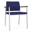 Avon Reception Waiting Guest Chair UPH Seat Back / Silver Steel / Blue