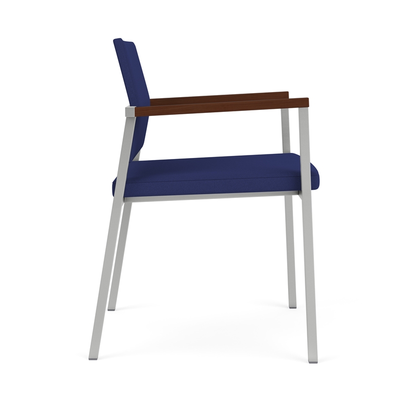 Avon Reception Waiting Guest Chair UPH Seat Back / Silver Steel / Blue