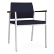 Avon Reception Waiting Guest Chair UPH Seat Back / Silver Steel / Navy Blue