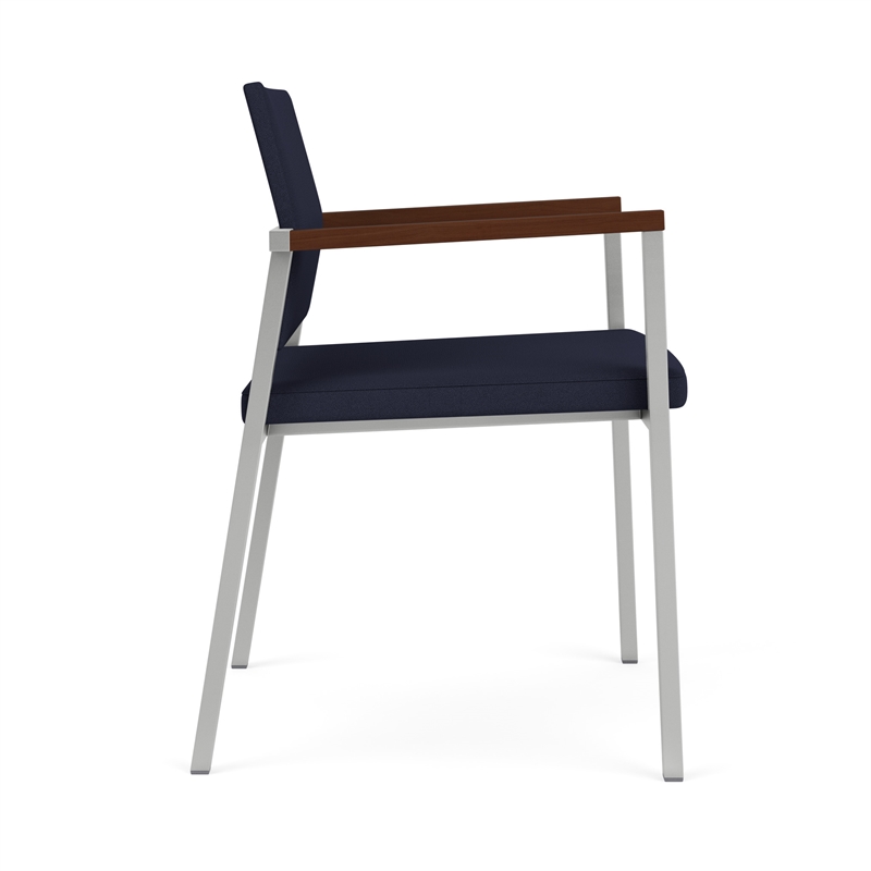 Avon Reception Waiting Guest Chair UPH Seat Back / Silver Steel / Navy Blue