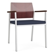 Avon Reception Guest Chair UPH Seat HPL Back / Silver Steel / Mahogany / Blue