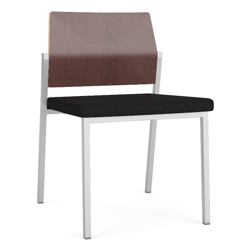 Avon Reception Armless Chair UPH Seat HPL Back / Silver Steel / Walnut / Black