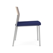 Avon Reception Armless Chair UPH Seat HPL Back / Silver Steel / Walnut / Blue