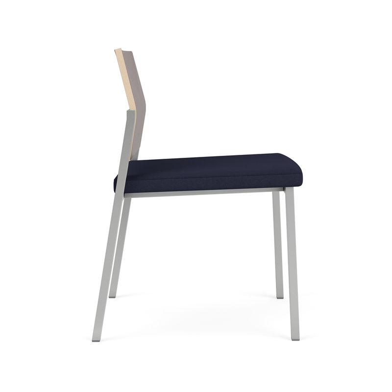 Avon Reception Armless Chair UPH Seat HPL Back / Silver / Walnut / Navy Blue
